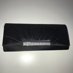Bling black silk clutch with strap